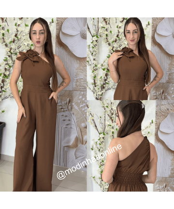 Macacão Anabelle Flor Marrom Macacão Anabelle Flor Marrom